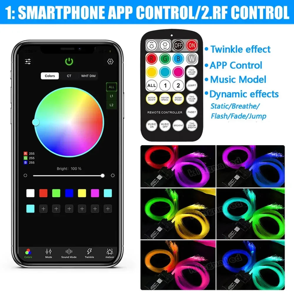 20W Dual Color Twinkle Car Roof Star Light – RGB Meteor Music APP Control, Sparkling Starry Sky Atmosphere Light
