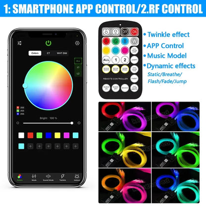 20W Dual Color Twinkle Car Roof Star Light – RGB Meteor Music APP Control, Sparkling Starry Sky Atmosphere Light
