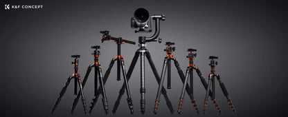 K&F Concept MS08 62'' Phone Tripod – 1.58m Selfie Stick with Bluetooth Remote & GoPro Adapter (Black & Orange)