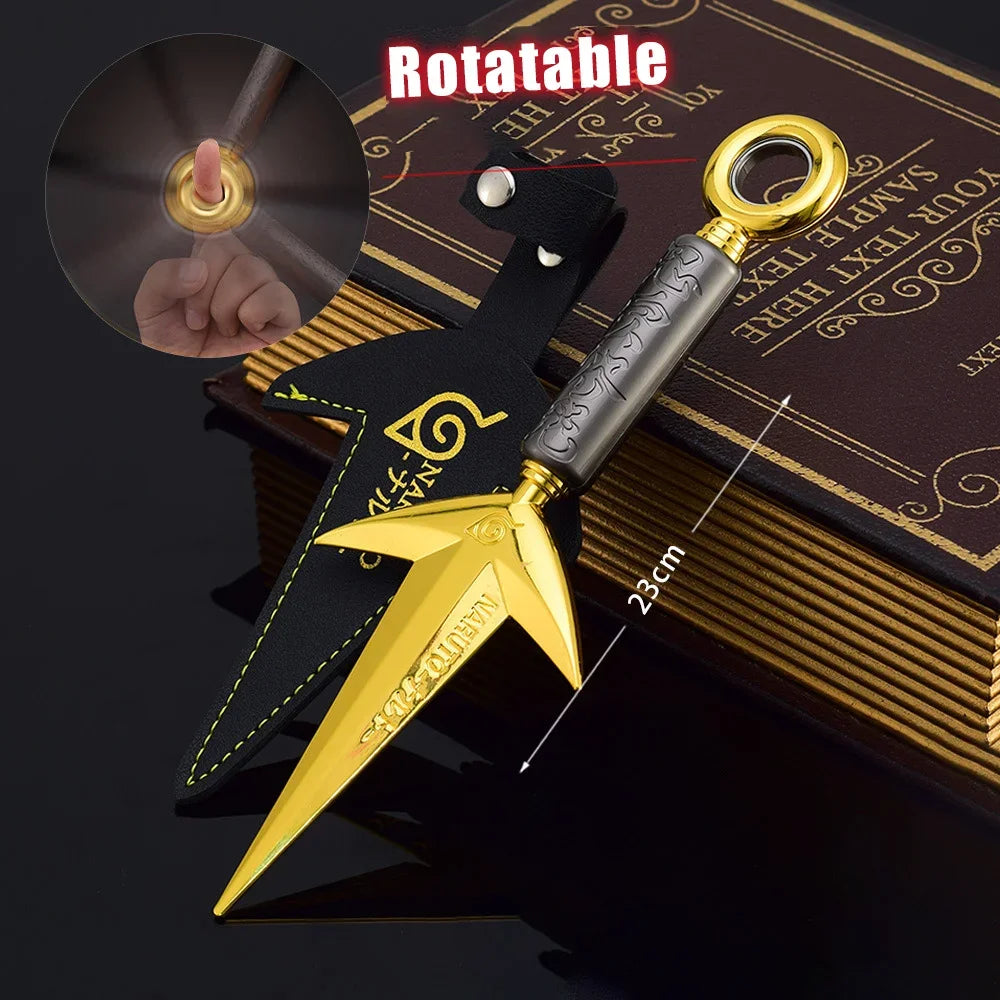 Namikaze Minato Flying Thunder God Kunai – 23cm Rotatable Metal Ninja Weapon Model, 3 Styles Collectible Toy