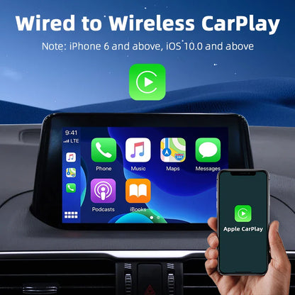 JMCQ Mini Wireless CarPlay and Android Auto Adapter - Wired to Wireless Box for Toyota, Mazda, Nissan, Suzuki, Kia, Ford, Skoda, Hyundai