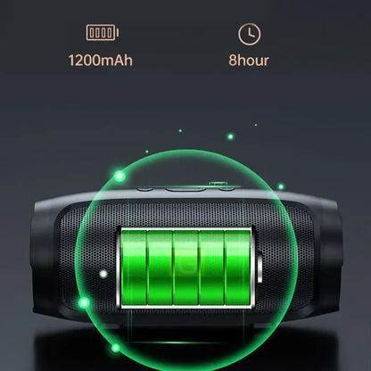 Portable Bluetooth Subwoofer Speaker - Waterproof Wireless Outdoor Stereo Sound Box with FM Radio & TF Card Support