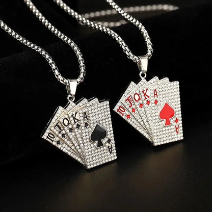 Ace of Spades Playing Card Necklace – Trendy Pendant Chain for Men & Women