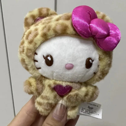 Sanrio Leopard Print Bear Hello Kitty Keychain – Plush Doll Pendant, Cartoon Kitty Cat Bag Decoration, Perfect Gift