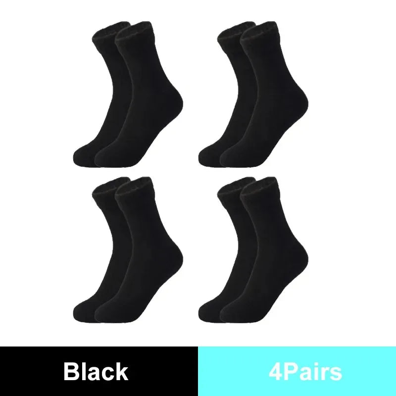 Winter Thermal Wool Socks for Women – Thick Cashmere Velvet Seamless Snow Socks, Black Unisex Warm Socks