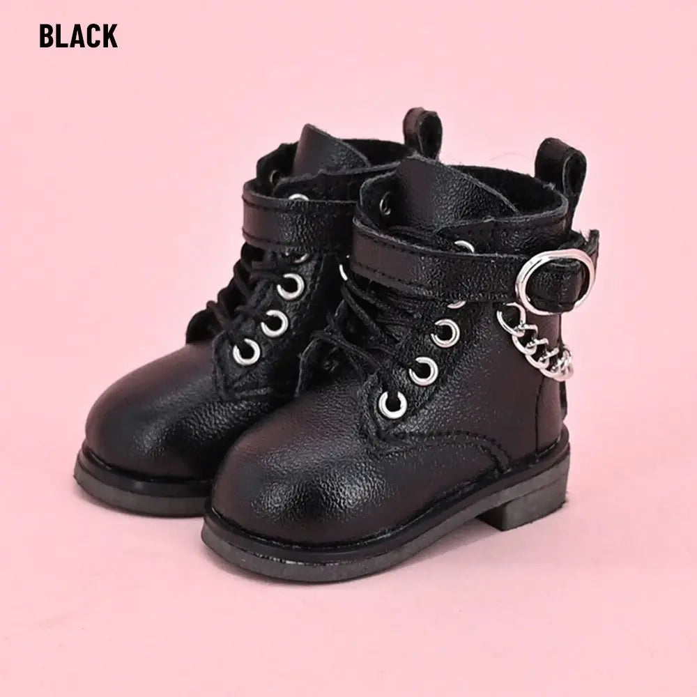 5–15cm Fashion Doll Leather Shoes – Casual Cotton Boots with Chain for 1/6 BJD Dolls