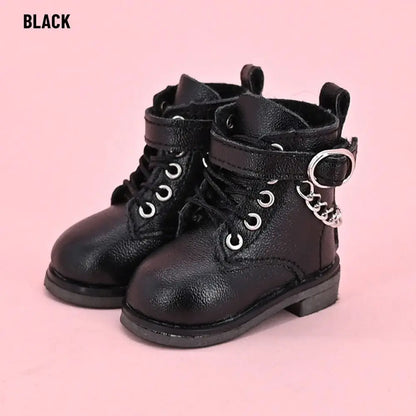 5–15cm Fashion Doll Leather Shoes – Casual Cotton Boots with Chain for 1/6 BJD Dolls