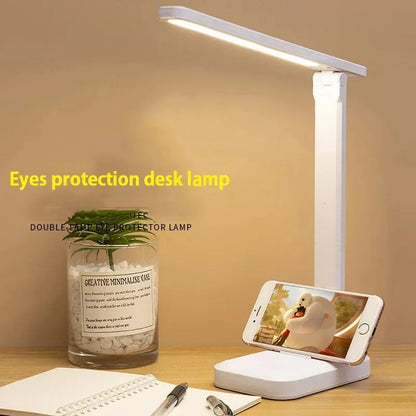 Folding LED Desk Lamp – Touch Dimmable Eye Protection Night Light for Bedroom, Bedside & Study with USB Plug-in