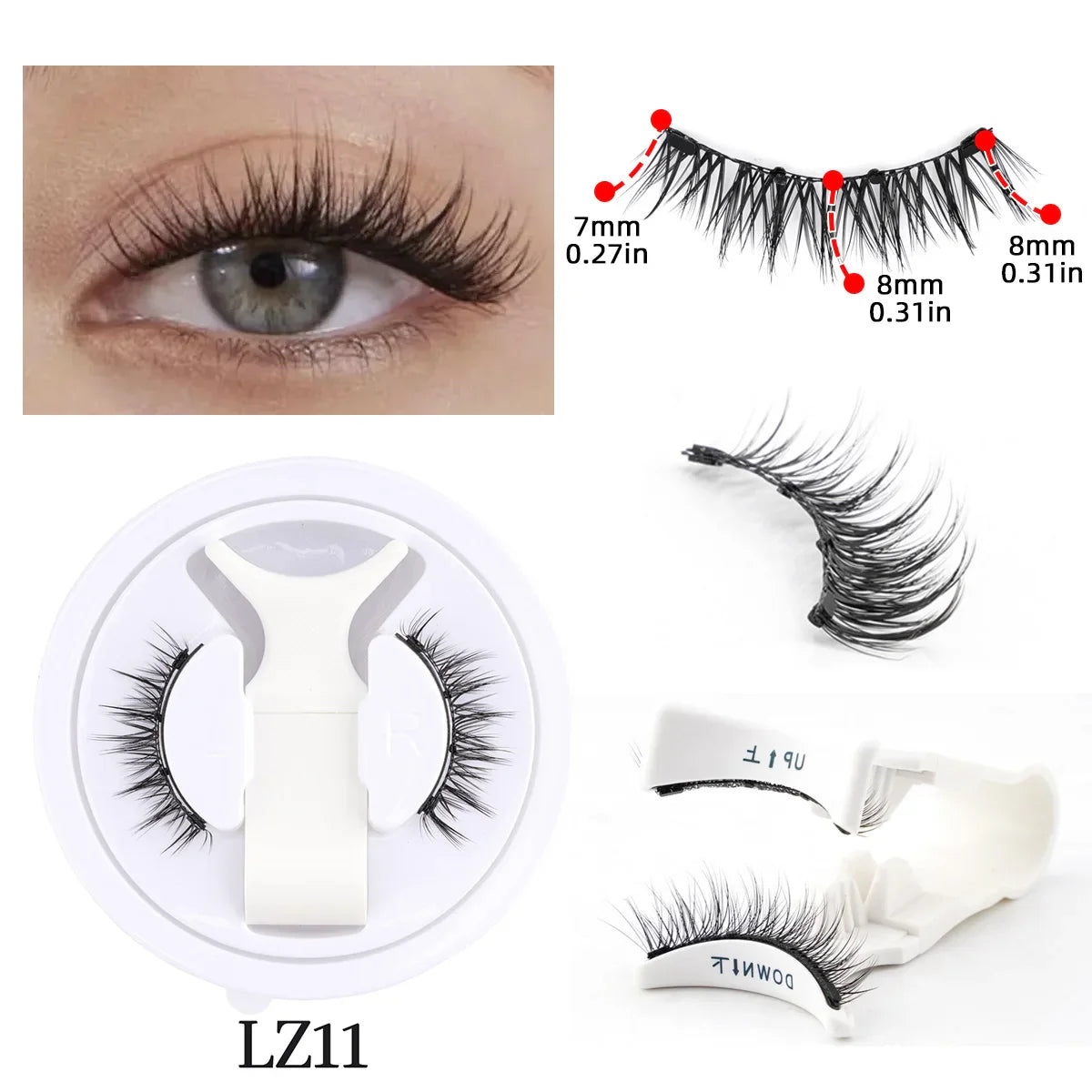 Reusable Magnetic Eyelashes Set – Natural Curly Fluffy False Lashes with Tweezers, No Glue Needed Makeup