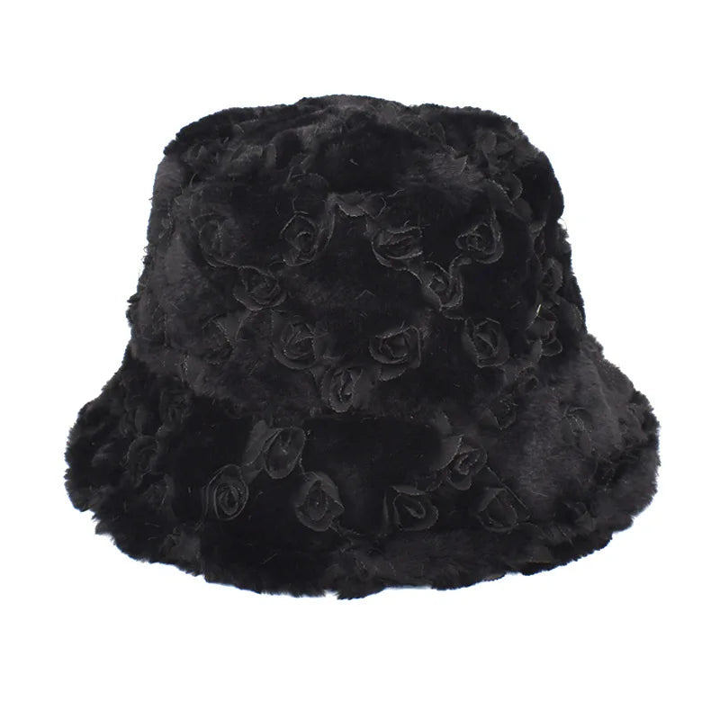 Women’s Winter Bucket Hat – Fashion Leopard Panama, Warm Vintage Faux Fur Fisherman Cap