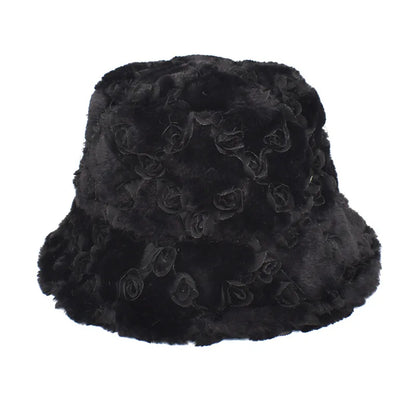 Women’s Winter Bucket Hat – Fashion Leopard Panama, Warm Vintage Faux Fur Fisherman Cap