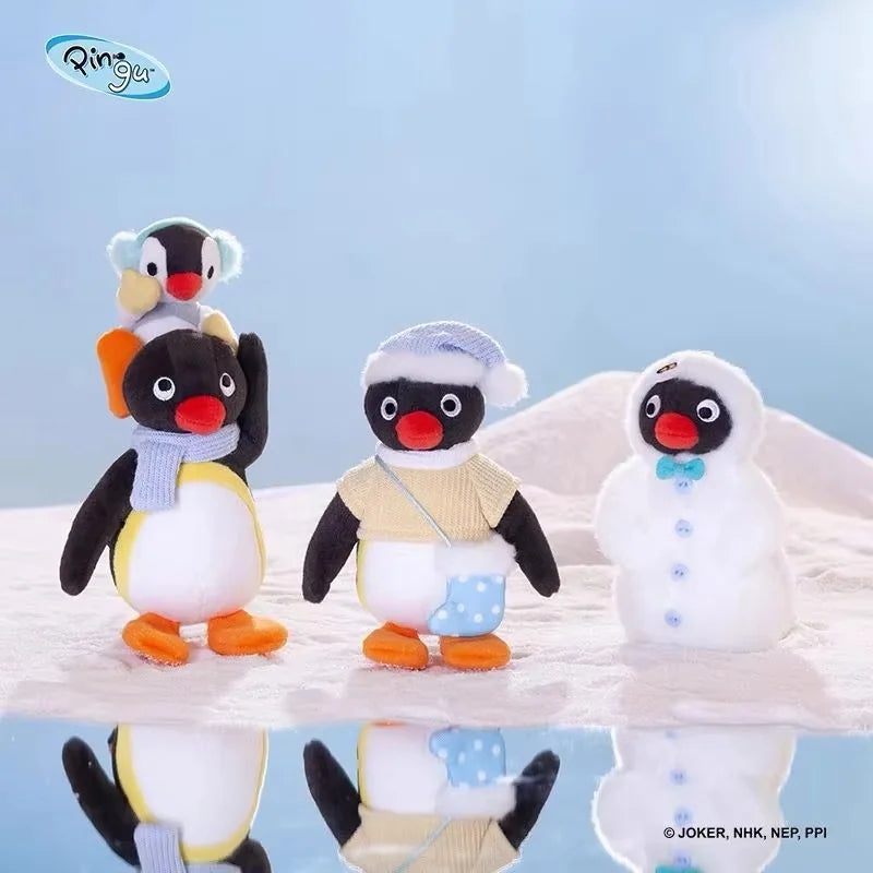 New Genuine Pingu Plush Doll – Winter-Themed Penguin Family Bag Hanging Decoration, Cute Plush Toy & Customized Gift