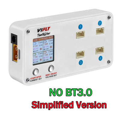 VIFLY ToothStor 4-Port 2S Balance Charger – LCD Display with Storage Mode for LiHV/LiPo RC FPV Racing Drone Batteries