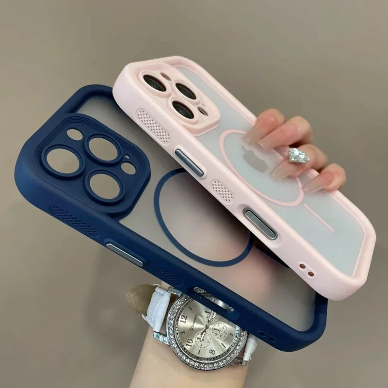 Luxury Matte MagSafe Transparent Case — Shockproof Magnetic Bumper Cover for iPhone 11–17 Pro/Max/Plus/Air