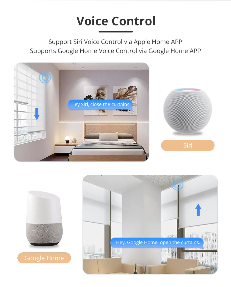 Zemismart Matter Smart Roller Shade Blinds – Motor with Built-in Battery, 38mm Tube, Compatible with HomeKit, Google Home, SmartThings App
