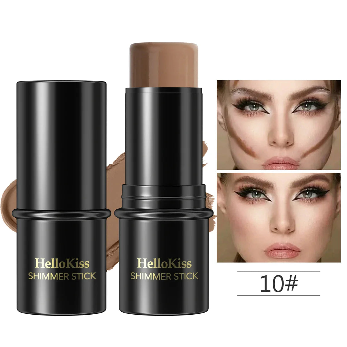 Face Brown Bronzer Contour Stick - Foundation Makeup Pen, Long-Lasting Smooth Contour, Shadow Blusher & Highlight Concealer Cosmetics