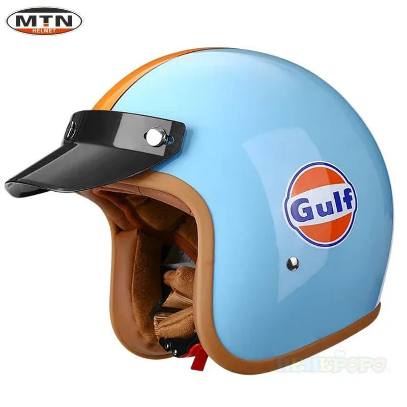 Vintage 3/4 Motorcycle Helmet — DOT Certified Synthetic Leather Jet Helmet, Model 508