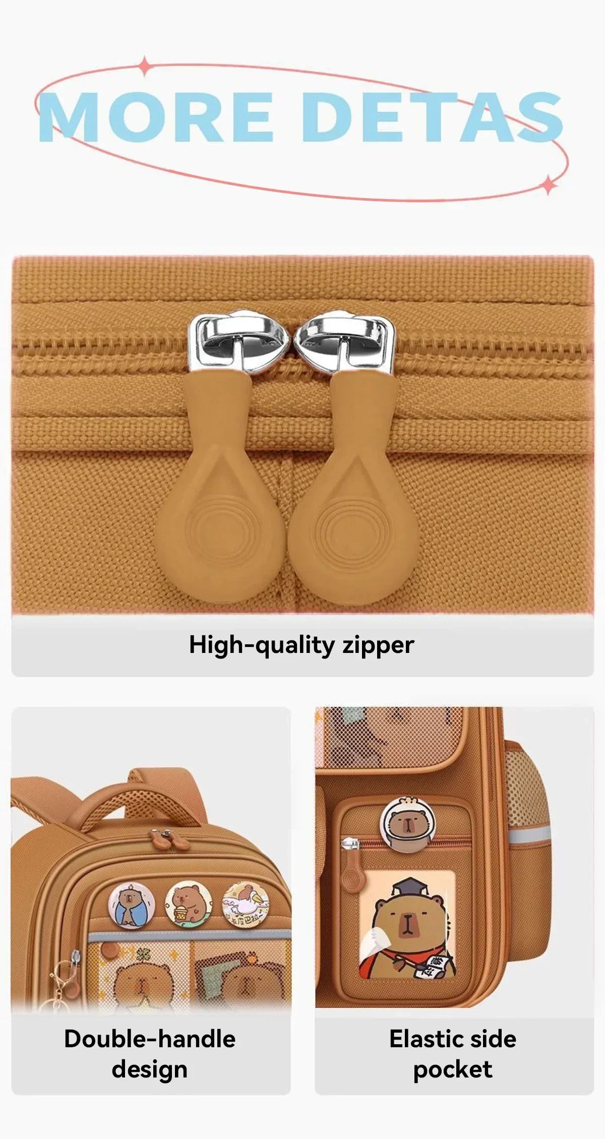 Capybara Waterproof School Backpack | Large Capacity, Ergonomic Straps for Students, Spine-Friendly Gift Bag