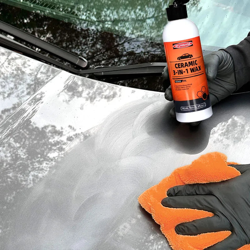 Hydroshine 3-in-1 Ceramic Wax – Remove Swirl Marks, Scratches, Rust & Oxidation, Paint Care & Polishing with Carnauba Protection