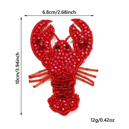 3D Marine Animal Patches - Handmade Beaded Seahorse Starfish Crab DIY Sewing Accessories for Clothing Decor