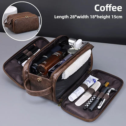 Multi-Pocket Waterproof PU Toiletry Bag – Hanging Travel Makeup & Cosmetic Organizer for Men & Women Essentials Wash Bag