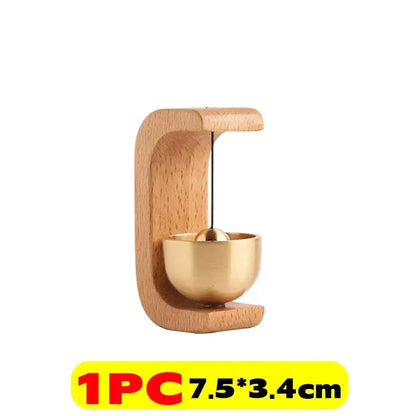 Wireless Doorbell with Solid Wooden Design - Magnetic Brass Wind Chimes, Jingle Bell Pendant for Entrance & Home Decor