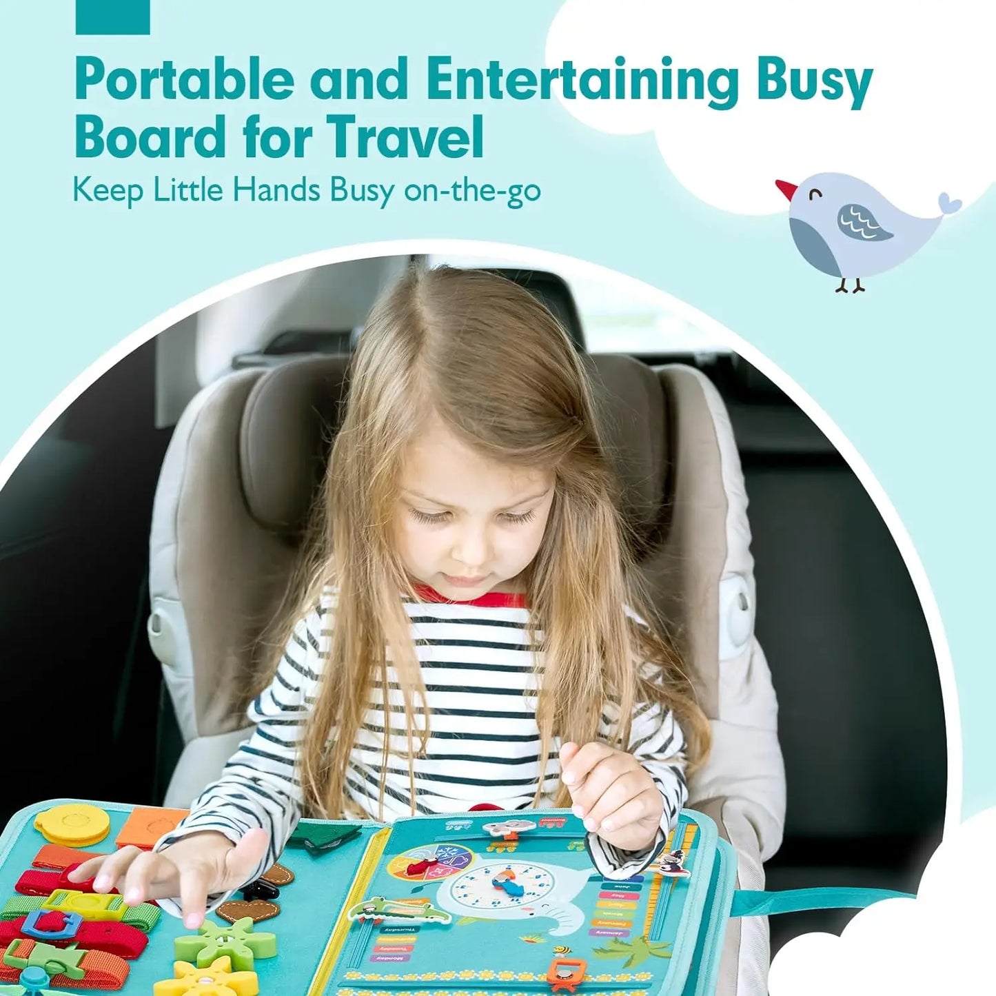 Montessori Busy Board Toy for Toddlers – Fine Motor Skills, Educational Learning Activities & Life Skills Sensory Toy