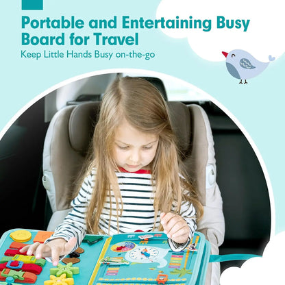 Montessori Busy Board Toy for Toddlers – Fine Motor Skills, Educational Learning Activities & Life Skills Sensory Toy