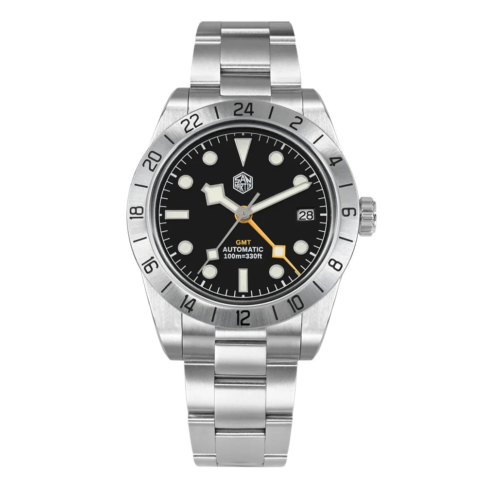 San Martin 39mm NH34 BB GMT Automatic Mechanical Sport Watch — Sapphire Luminous Waterproof 100m for Men Relogio SN0054