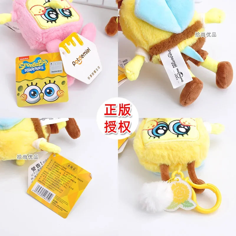 Potdemiel Anime Pink SpongeBob & Patrick Star Kawaii Plush Keychain — Cosplay Stuffed Keyring Gift for Kids