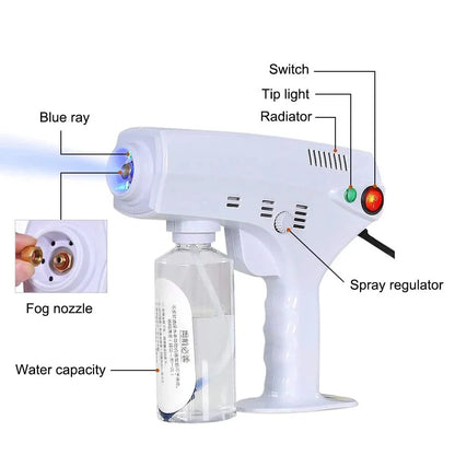 Portable Nano Steam Gun Hair Care Sprayer — Blue Micro Mist Hydration Machine for Hot Dyeing & Hair Steaming