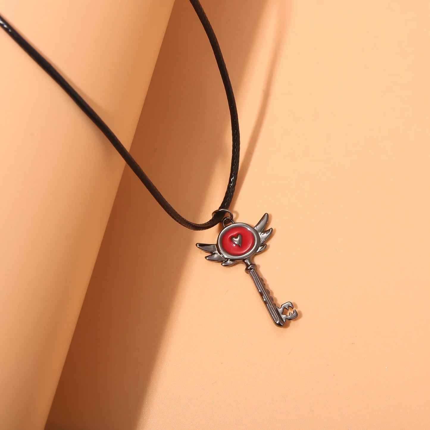 Hazbin Hotel Inspired Heart Portal Key Pendant Necklace – Cosplay Choker Jewelry Gift for Women & Men