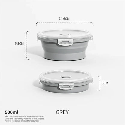 Collapsible Silicone Food Storage Container - Portable Lunch Box with Lid for Microwave & Freezer Use