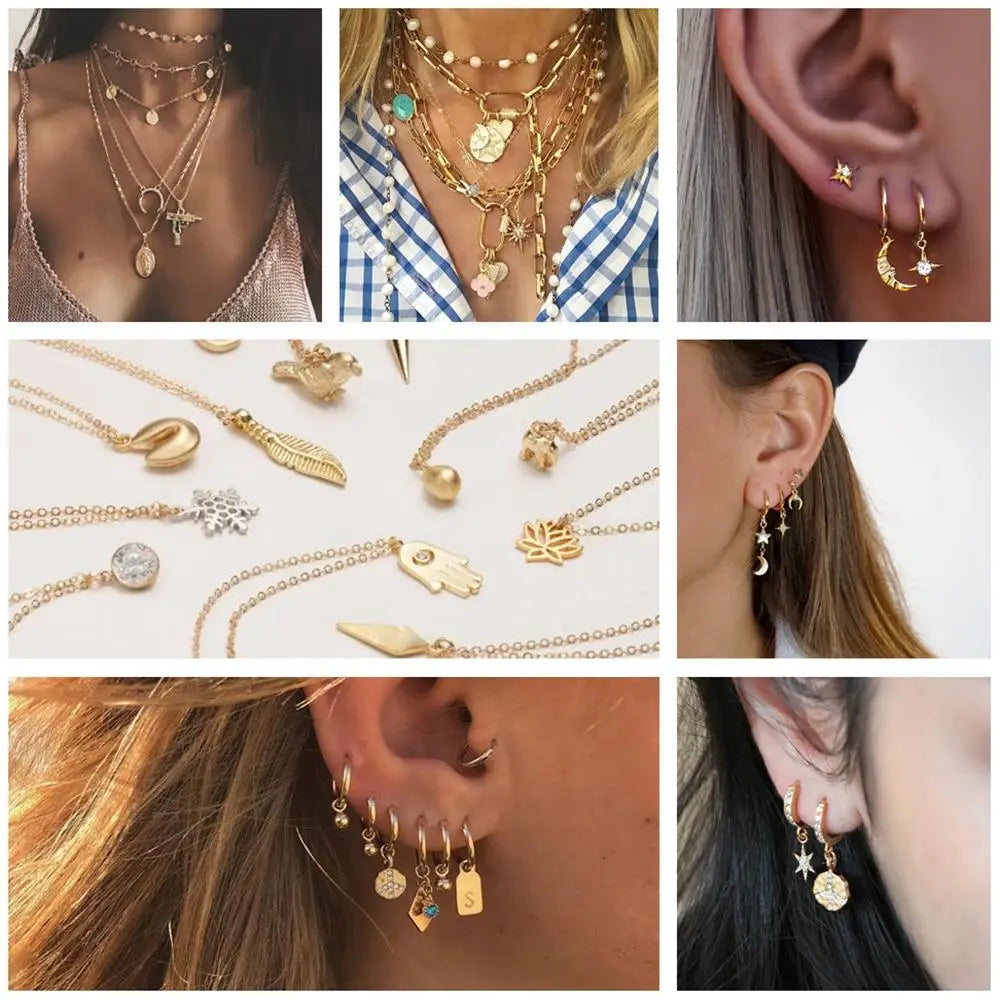 Gold Color Heart, Eye & Star Charms for Jewelry Making – DIY Angel Evil Eye Pendants for Earrings & Necklaces