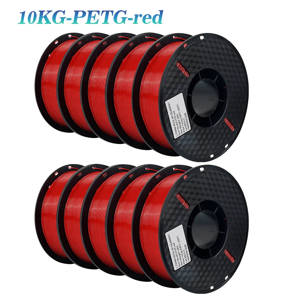 KINGROON 3D Printer Filament 22LBS — 10 Rolls 1KG 1.75mm PETG & PLA, Eco-Friendly Mixed Colors, High Toughness