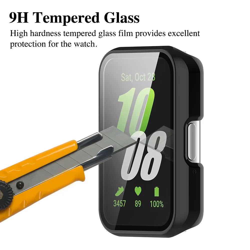 Glass+Case for SGlass+Case for Samsung Galaxy Fit 3 – Tempered Glass Screen Protector & Hard PC Bumper Cover Accessory Setamsung Galaxy Fit 3 Tempered Glass Screen Protector & Hard PC Protective Bumper for Galaxy Fit3 Accessories