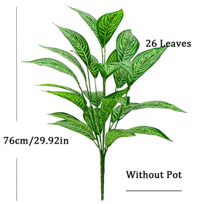 76cm Artificial Magnolia & Banyan Leaf Plant Branch – 26 Leaves Fake Green Sansevieria Decorative Tree for Home & Garden Decor