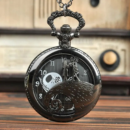 Fashion Skeleton Quartz Pocket Watch with Chain Necklace - Vintage Pendant Clock for Men & Women