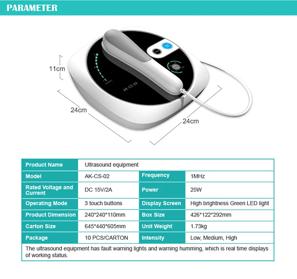 Ultrasound Physiotherapy Massage Device – 1MHz Ultrasonic Instrument for Muscle & Joint Pain Relief, Drug-Free Therapy