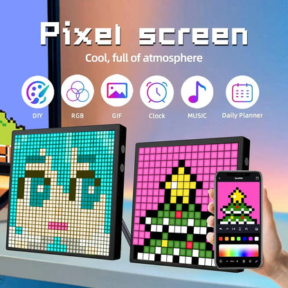 Smart RGB LED Pixel Matrix Display – Bluetooth App Controlled DIY Graffiti Animation Frame for Gaming Room & Modern Wall Decor