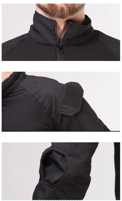 Men’s Camo Tactical Uniform Set | Ripstop Airsoft Suit with Multi-Pocket Pants & Training Shirt for Hunting or Paintball