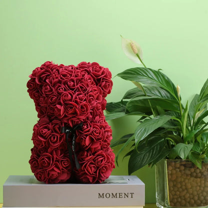 Forever Rose Teddy Bear – Artificial Flower Gift for Mom & Special Occasions