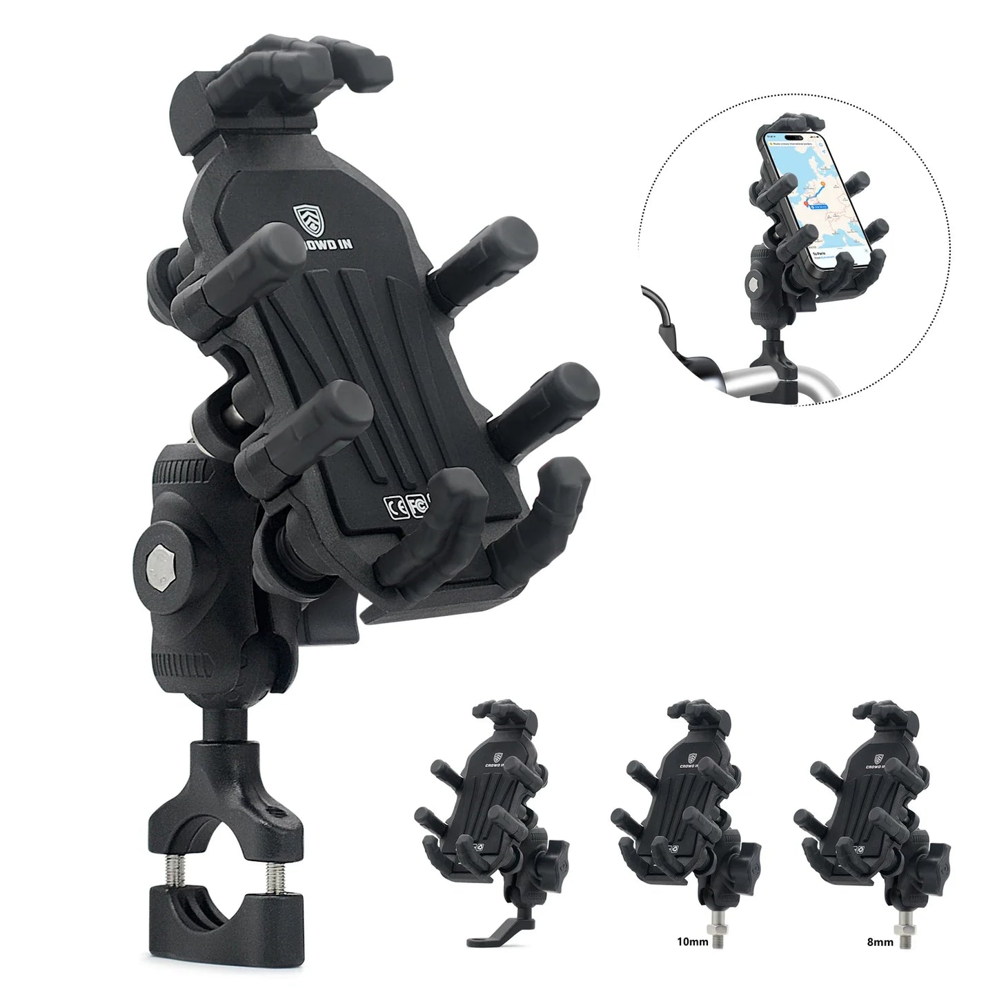 Aluminum Motorcycle Handlebar Phone Holder – Anti-Vibration Navigation & Mirror Mount Stand