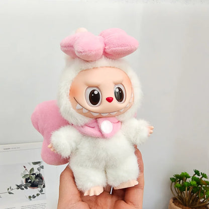 Labubu Plush Doll Costume Set — Oversized Bow & Angel Wings Design | Trendy Cartoon Outfit Accessories for Party Wear & Gift