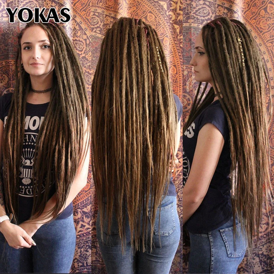 YOKAS Handmade Dreadlock Extensions - Synthetic Crochet Braided Hair 24 36 Inch Long Faux Locs for Women