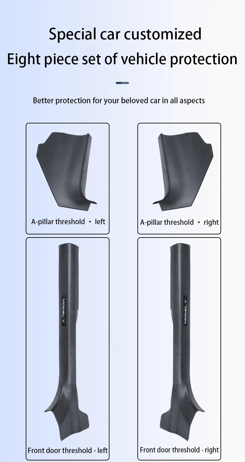 Tesla Model Y Juniper 2025+ Door Threshold Strips – ABS Anti-Scratch & Dirt-Resistant Interior Accessories for Front & Rear Doors