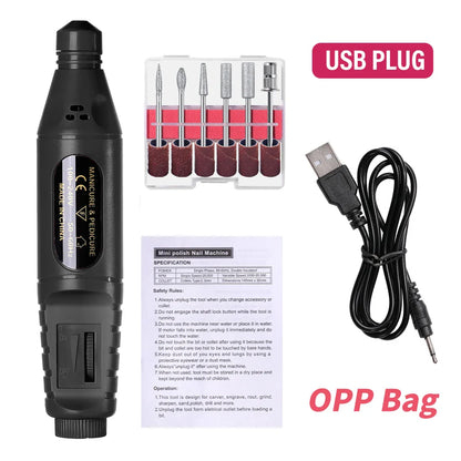 LINMANDA 6-in-1 Electric Nail Drill Kit – Portable Manicure Machine for Nail Filing, Polishing & Removal Tools