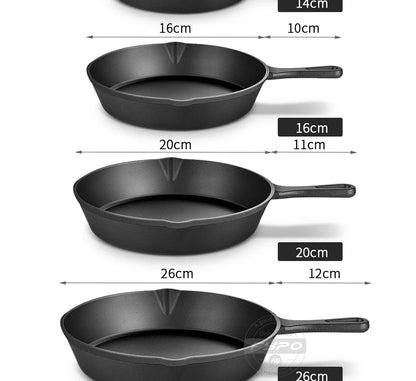 Cast Iron Frying Pan – 14/16/20cm Non-Stick Skillet for Omelettes, Pancakes & Induction Cooking