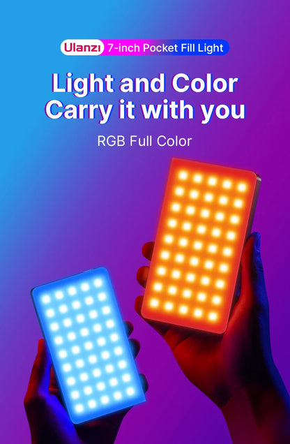 Ulanzi VL120 Full Color RGB Video Light – Dimmable 2500K-9000K LED Photography & Vlog Fill Light for Cameras