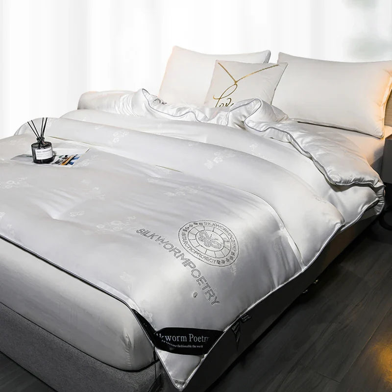 100% Mulberry Silk Handmade Comforter – Winter Warmth, Spring & Autumn Blanket, Thickened Single/Double Quilt for Home & Hotel